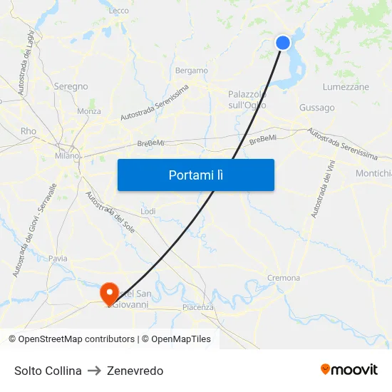 Solto Collina to Zenevredo map