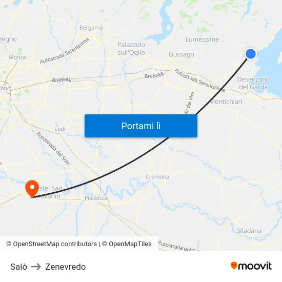 Salò to Zenevredo map