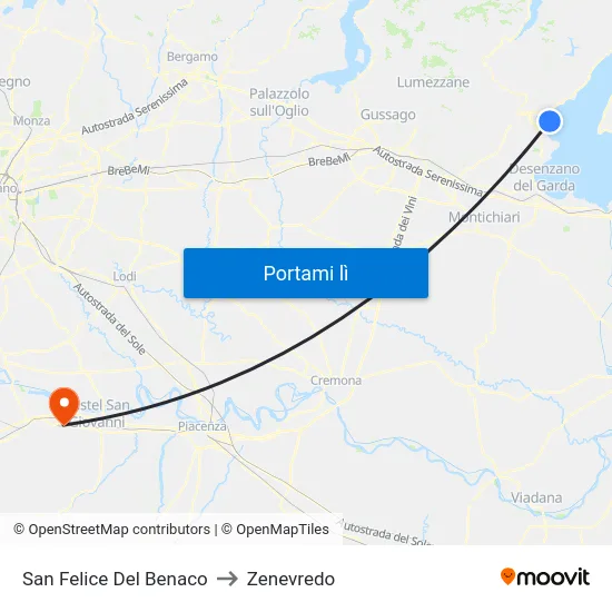 San Felice Del Benaco to Zenevredo map