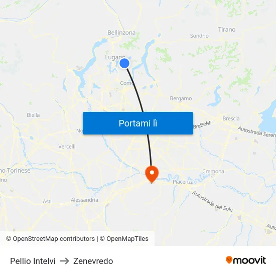 Pellio Intelvi to Zenevredo map