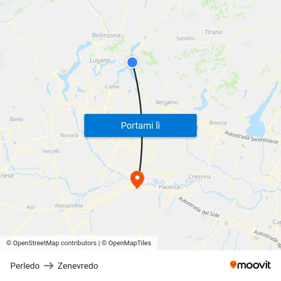Perledo to Zenevredo map