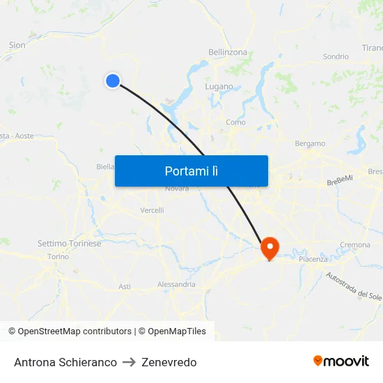 Antrona Schieranco to Zenevredo map
