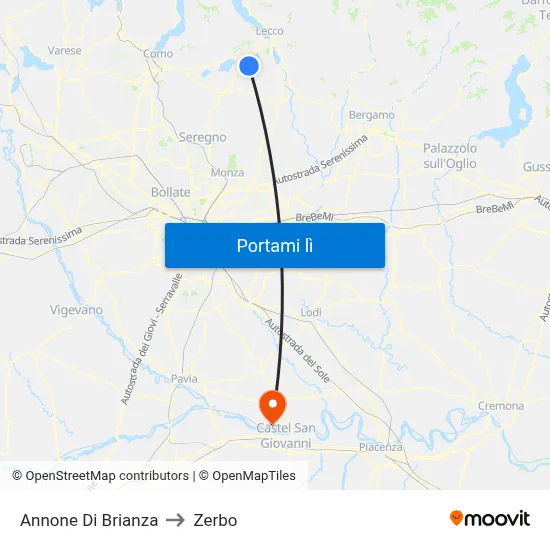 Annone Di Brianza to Zerbo map