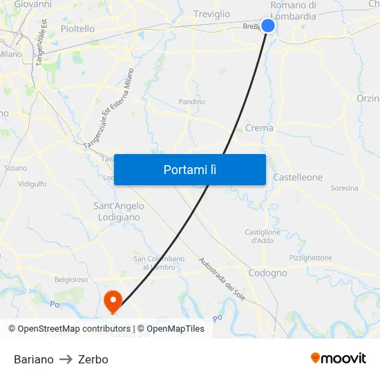 Bariano to Zerbo map