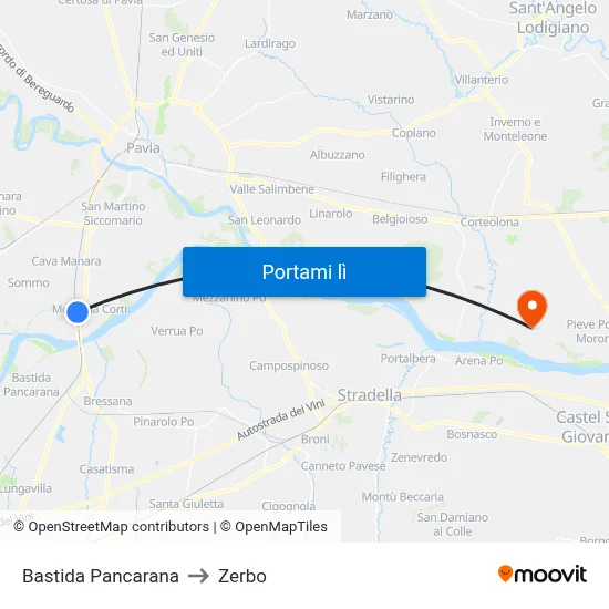 Bastida Pancarana to Zerbo map