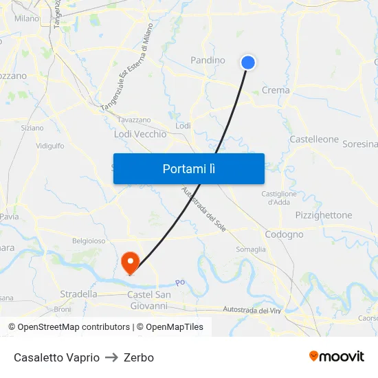 Casaletto Vaprio to Zerbo map