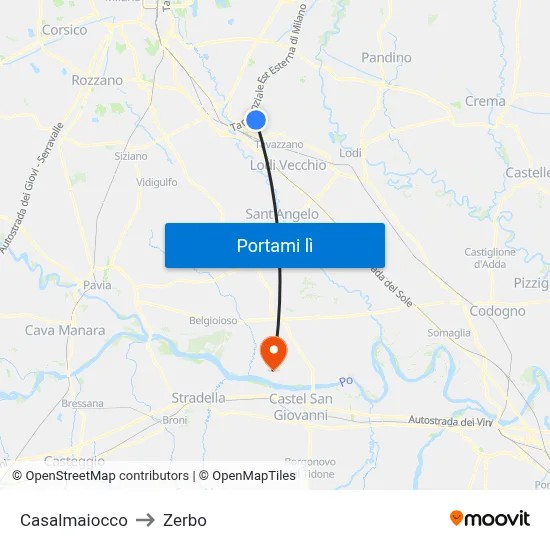 Casalmaiocco to Zerbo map