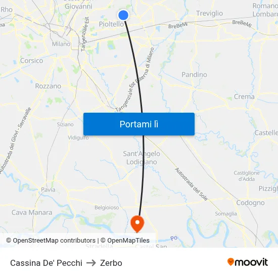 Cassina De' Pecchi to Zerbo map