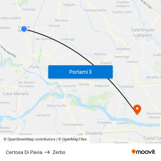Certosa Di Pavia to Zerbo map