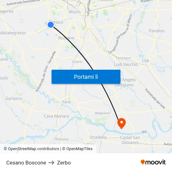Cesano Boscone to Zerbo map