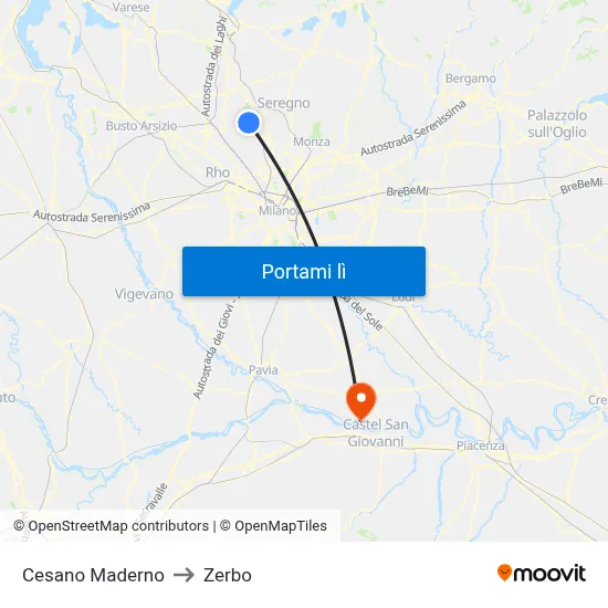 Cesano Maderno to Zerbo map