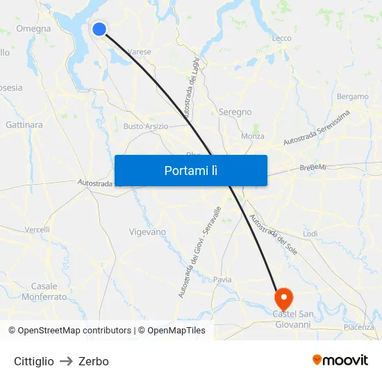 Cittiglio to Zerbo map