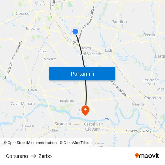 Colturano to Zerbo map