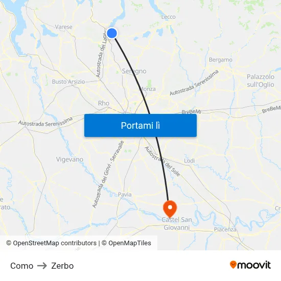 Como to Zerbo map