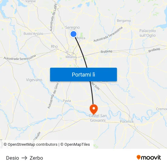 Desio to Zerbo map