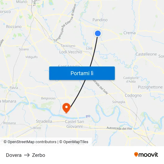 Dovera to Zerbo map