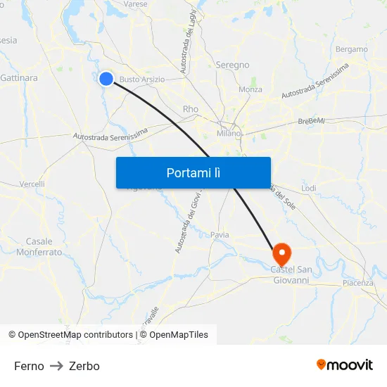 Ferno to Zerbo map