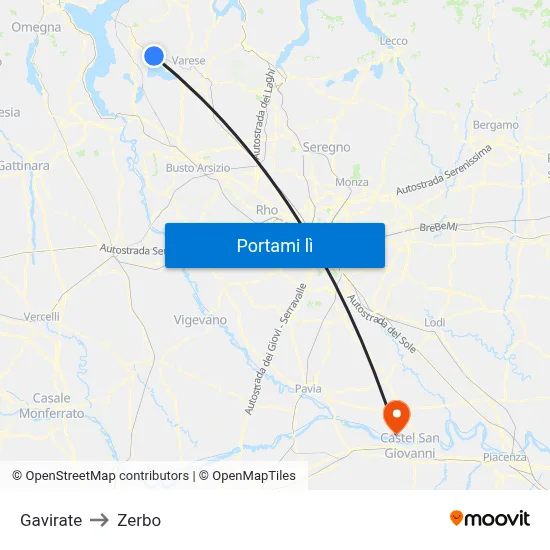 Gavirate to Zerbo map