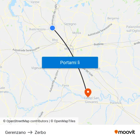 Gerenzano to Zerbo map