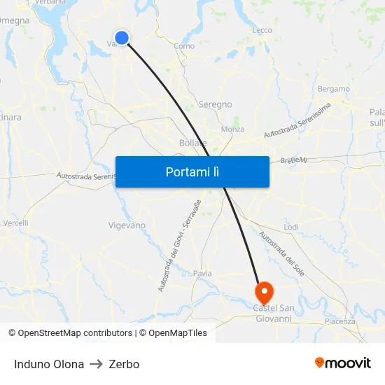 Induno Olona to Zerbo map
