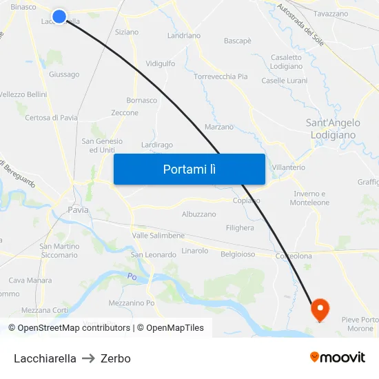 Lacchiarella to Zerbo map