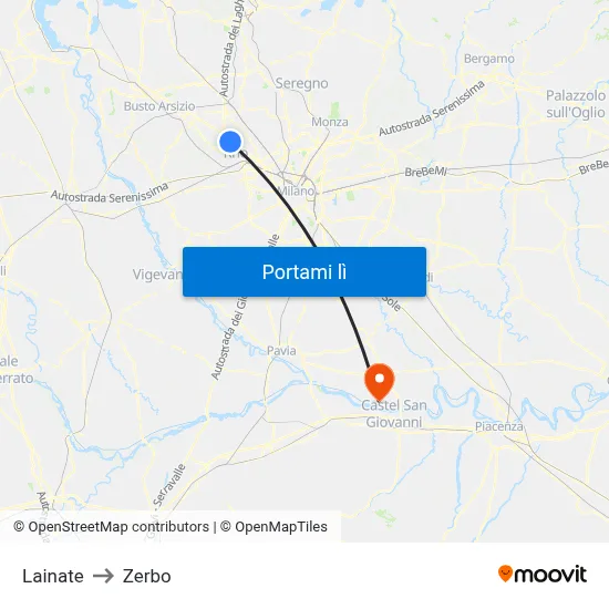 Lainate to Zerbo map