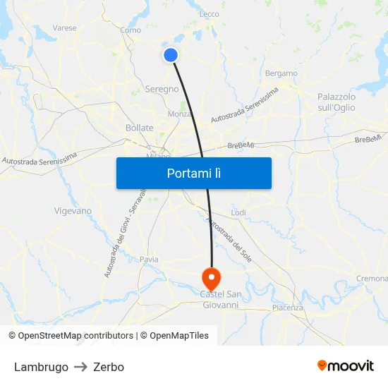 Lambrugo to Zerbo map