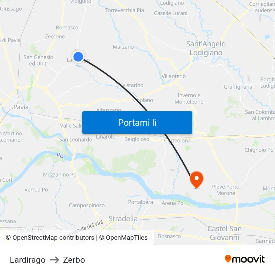 Lardirago to Zerbo map