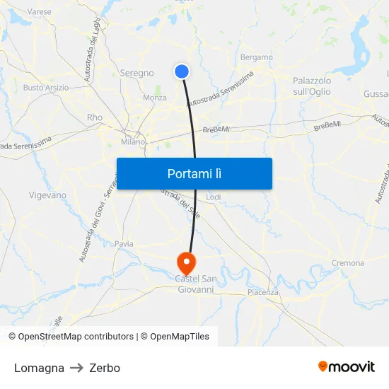 Lomagna to Zerbo map
