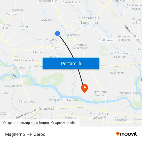 Magherno to Zerbo map