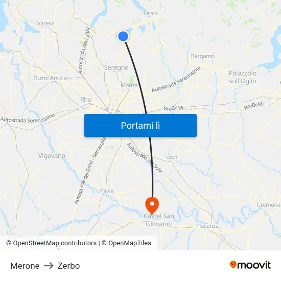Merone to Zerbo map