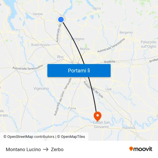 Montano Lucino to Zerbo map