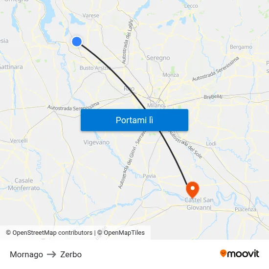 Mornago to Zerbo map