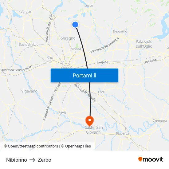 Nibionno to Zerbo map