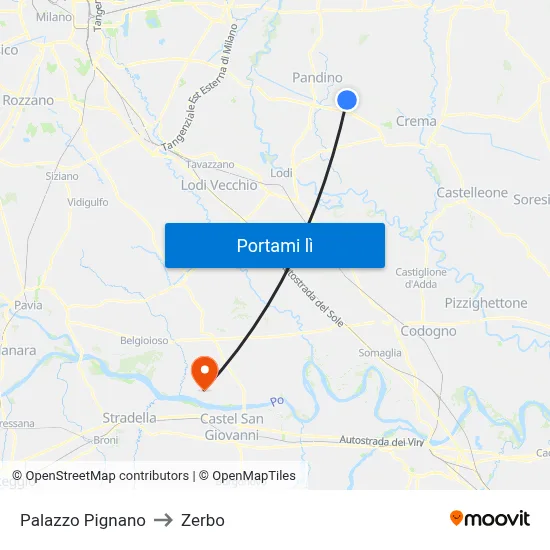 Palazzo Pignano to Zerbo map