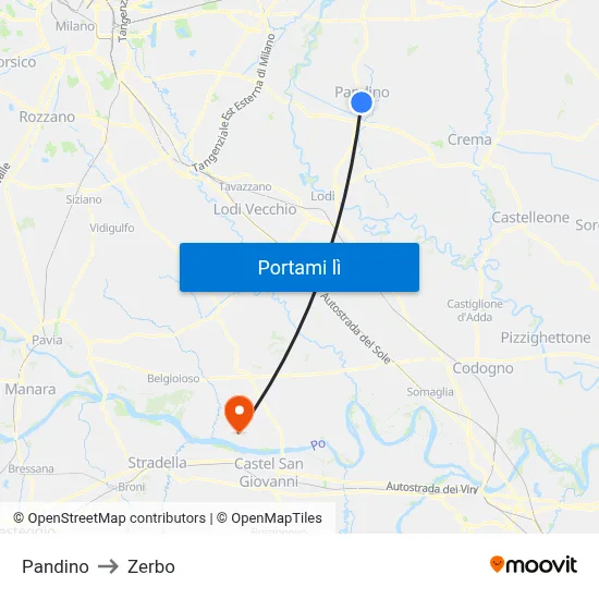 Pandino to Zerbo map