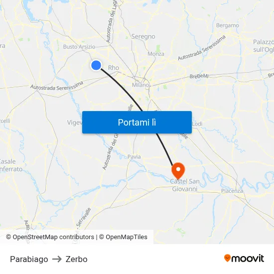 Parabiago to Zerbo map
