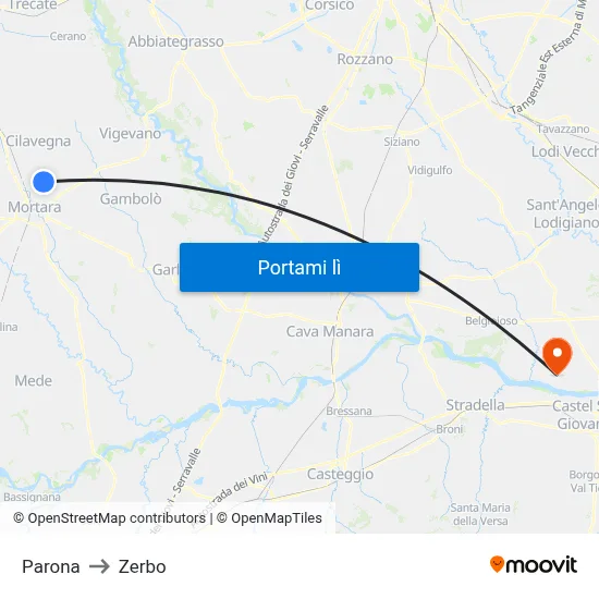 Parona to Zerbo map