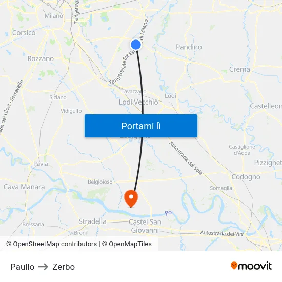 Paullo to Zerbo map