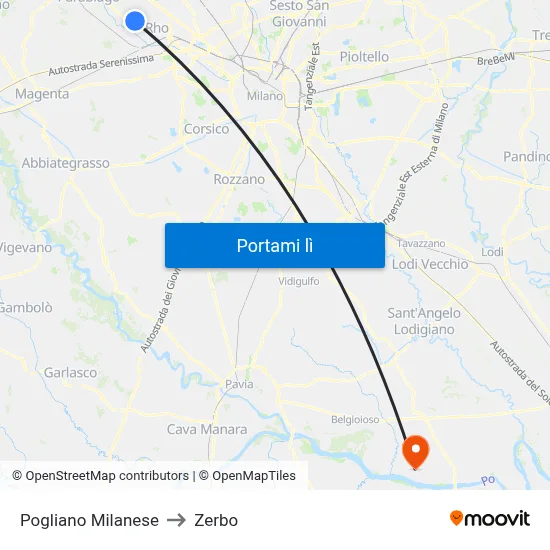 Pogliano Milanese to Zerbo map