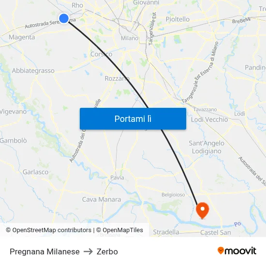 Pregnana Milanese to Zerbo map