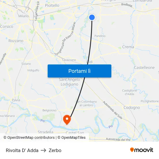 Rivolta D' Adda to Zerbo map