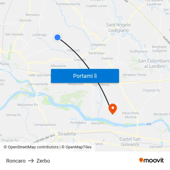 Roncaro to Zerbo map
