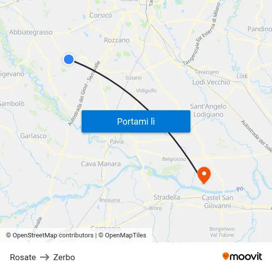 Rosate to Zerbo map