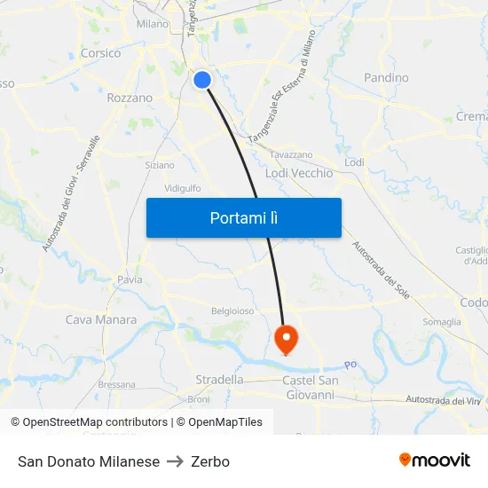 San Donato Milanese to Zerbo map
