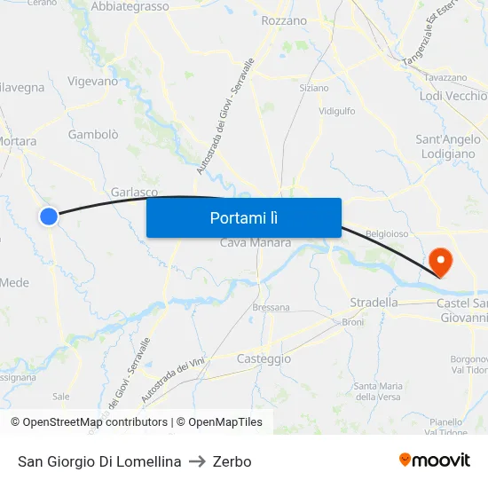 San Giorgio Di Lomellina to Zerbo map