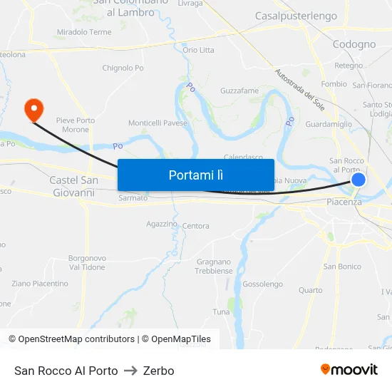 San Rocco Al Porto to Zerbo map