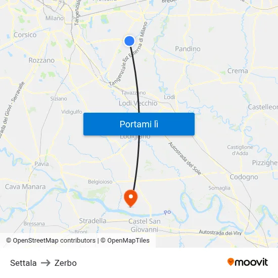 Settala to Zerbo map