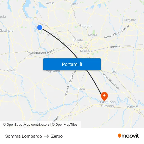 Somma Lombardo to Zerbo map