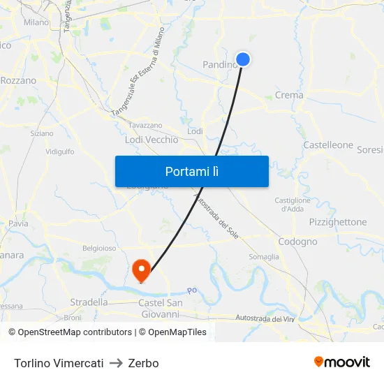 Torlino Vimercati to Zerbo map